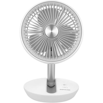 Sencor - Ventilateur de table rechargeable 5W/5V 4000 mAh blanc
