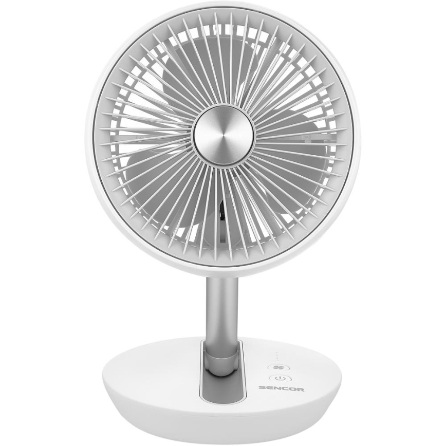 Sencor - Ventilateur de table rechargeable 5W/5V 4000 mAh blanc