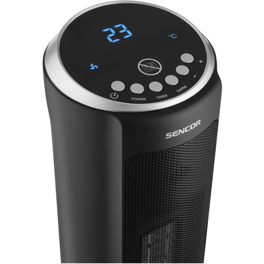 Sencor - Ventilator met keramisch verwarmingselement 1300/2200W/230V, zwart + afstandsbediening