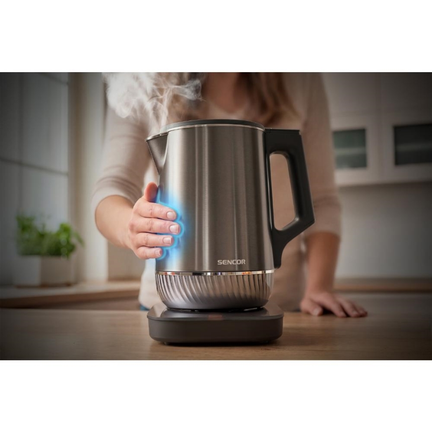 Sencor - Waterkoker met temperatuurregeling 1,7 l, 1800 W/230 V, RVS
