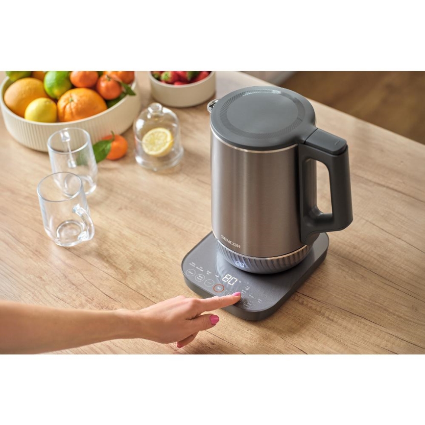 Sencor - Waterkoker met temperatuurregeling 1,7 l, 1800 W/230 V, RVS
