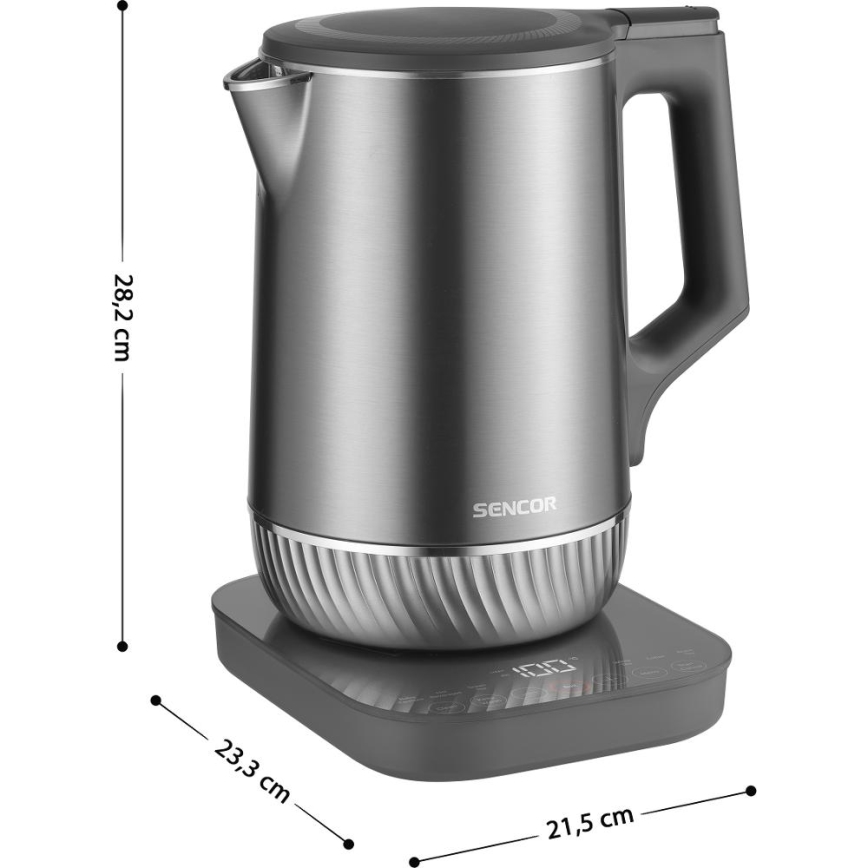 Sencor - Waterkoker met temperatuurregeling 1,7 l, 1800 W/230 V, RVS