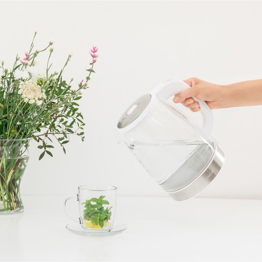 Sencor - Waterkoker met Thermoregulatie en LED Achtergrondverlichting 2 l 2200W/230V wit
