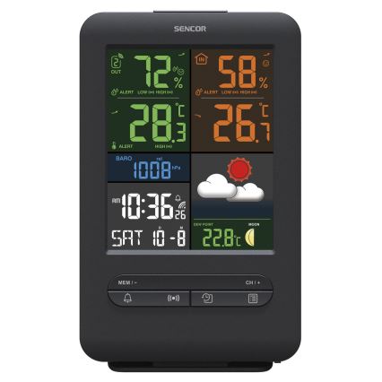 Sencor - Weerstation met kleuren LCD-scherm 5V/1xCR2032 + 2xAA