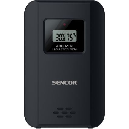 Sencor - Weerstation met kleuren LCD-scherm en wekker 3xAAA + 2x AA zwart