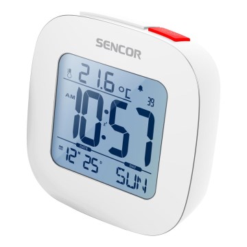Sencor - Wekker met LCD-display en thermometer 2xAAA wit