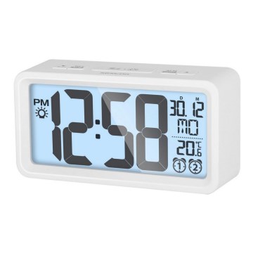 Sencor - Wekker met LCD-display en thermometer 2xAAA wit