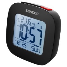 Sencor - Wekker met LCD display en thermometer 2xAAA zwart