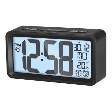 Sencor - Wekker met LCD display met thermometer 2xAAA zwart