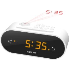 Sencor - Wekkerradio met LED-display en projector 5W/230V wit