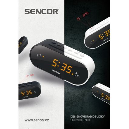 Sencor - Wekkerradio met LED-display en projector 5W/230V wit