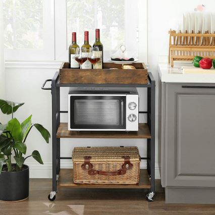 Serveertrolley MARGE, bruin/zwart