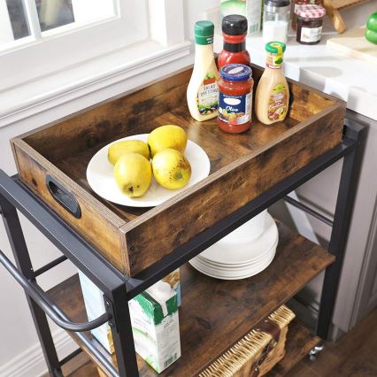 Serveertrolley MARGE, bruin/zwart