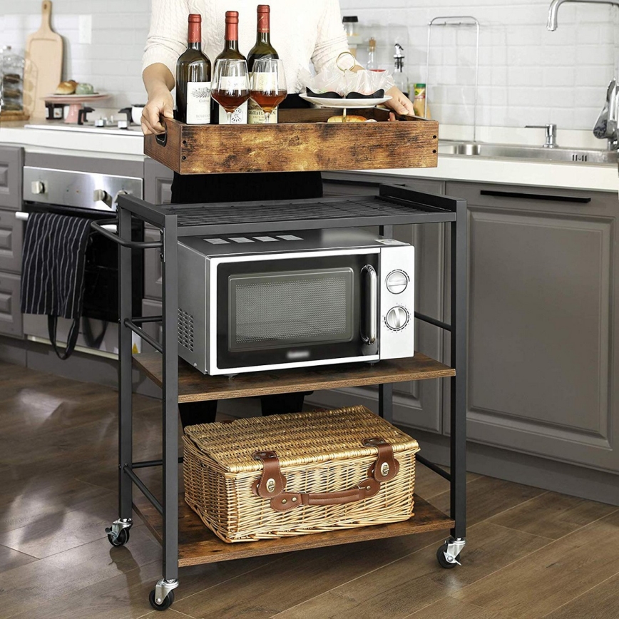 Serveertrolley MARGE, bruin/zwart