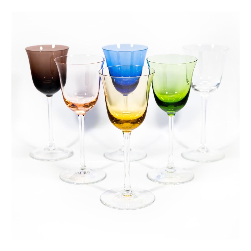 Service 6x verre à vin 70 ml transparent avec une teinte multicolore
