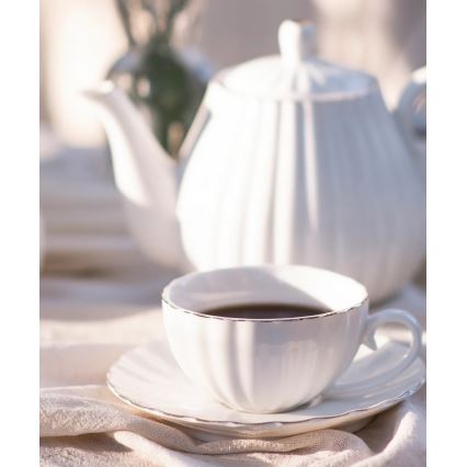 Service à café en porcelaine, 15 pièces, blanc