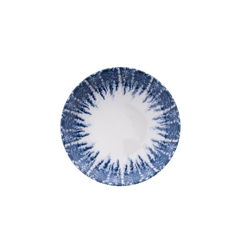 Service de table 12 pièces en porcelaine, blanc/bleu