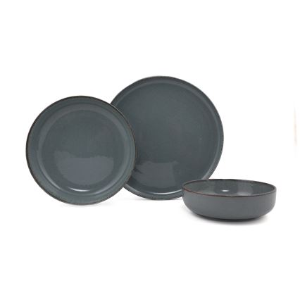 Service de table 12 pièces en porcelaine, gris