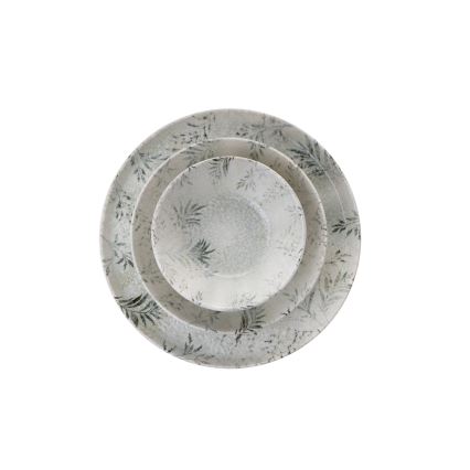 Service de table 12 pièces en porcelaine, gris