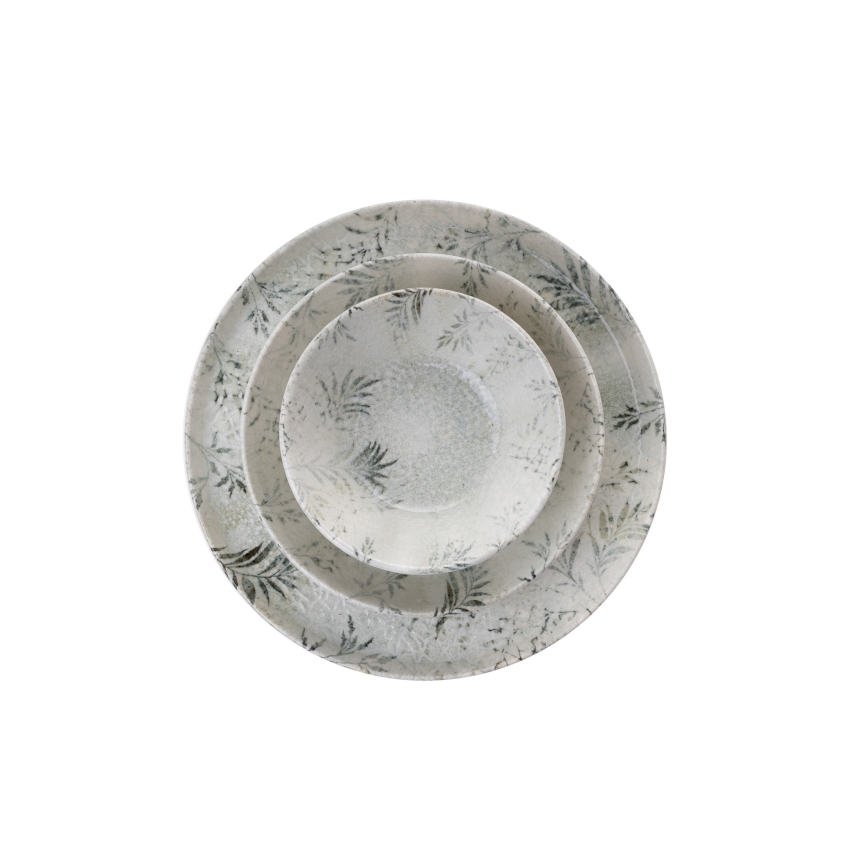 Service de table 12 pièces en porcelaine, gris