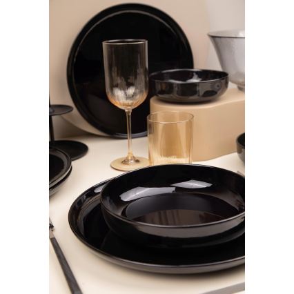 Service de table 12 pièces en porcelaine, noir