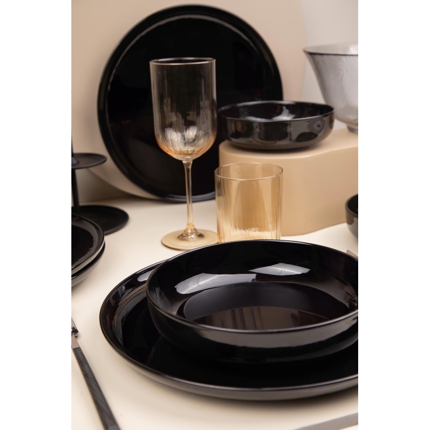 Service de table 12 pièces en porcelaine, noir
