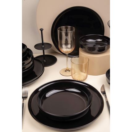 Service de table 12 pièces en porcelaine, noir