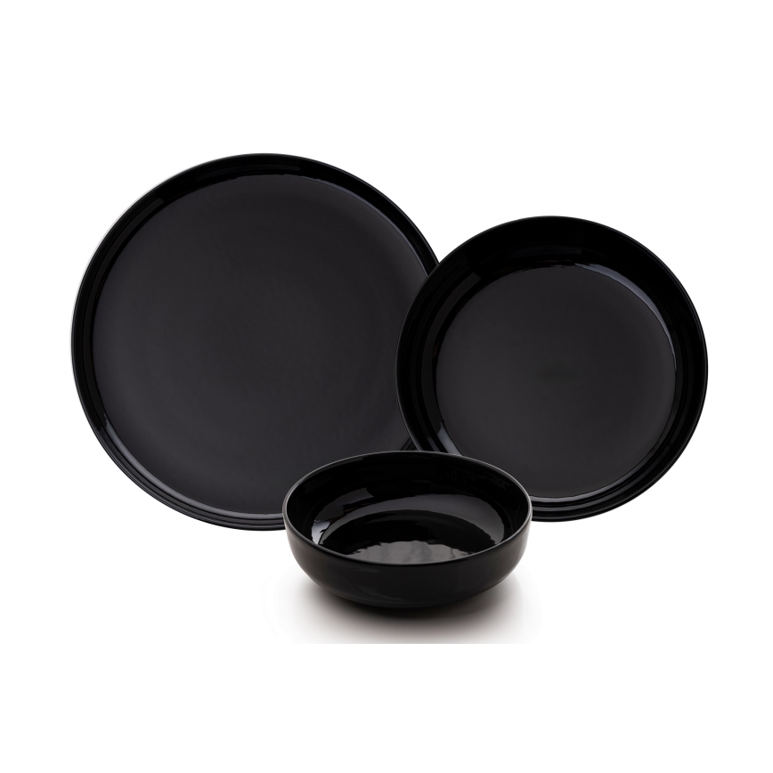Service de table 12 pièces en porcelaine, noir