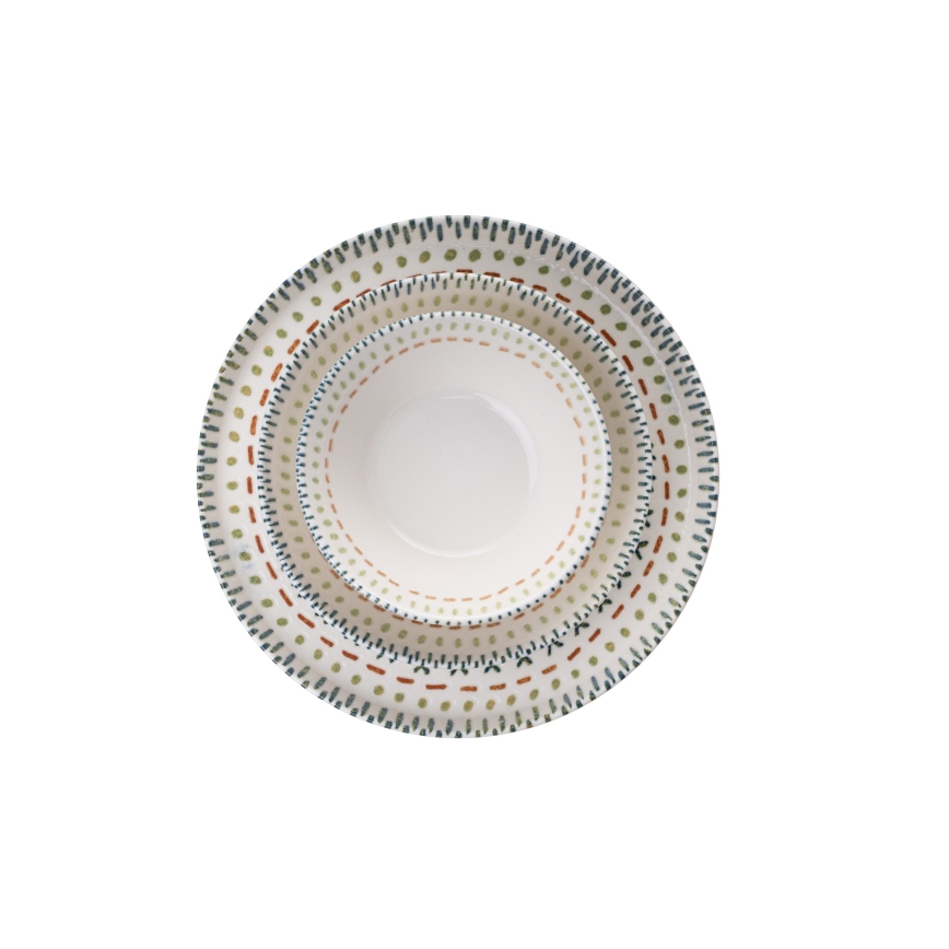 Service de table 12 pièces multicolores en porcelaine