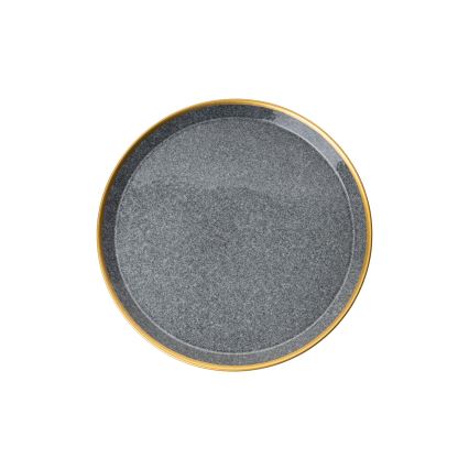 Service de table 16 pièces en porcelaine, anthracite et doré