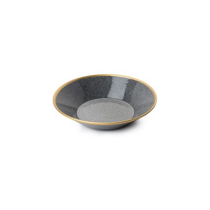 Service de table 16 pièces en porcelaine, anthracite et doré