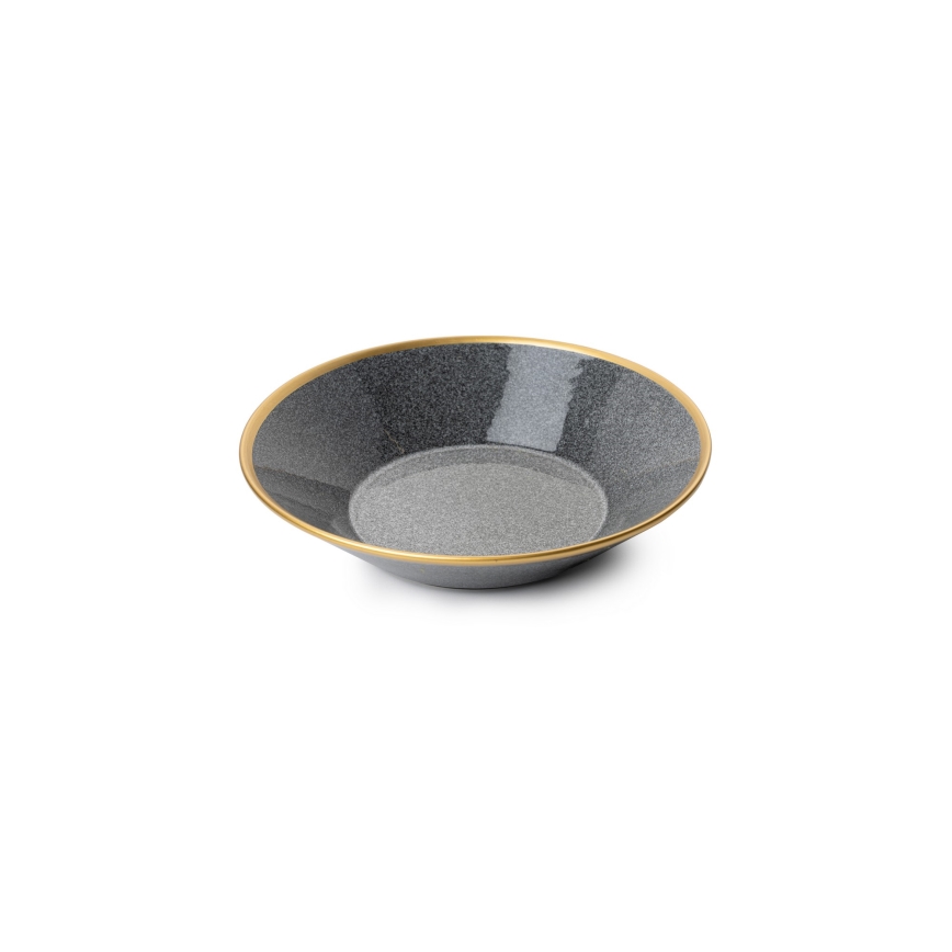 Service de table 16 pièces en porcelaine, anthracite et doré
