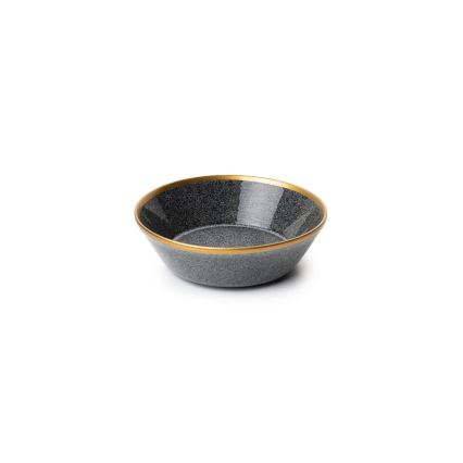 Service de table 16 pièces en porcelaine, anthracite et doré