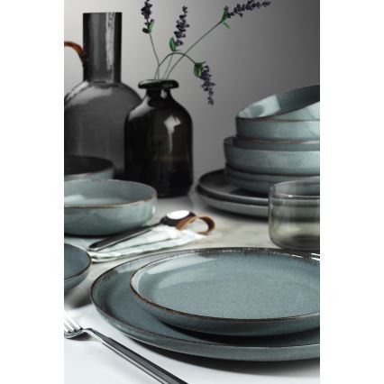 Service de table 16 pièces gris/porcelaine