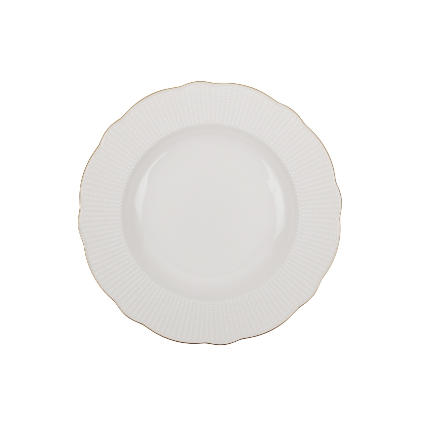 Service de table 18 pièces blanc/doré en porcelaine