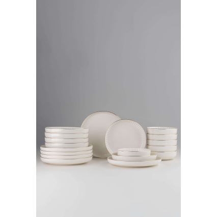 Service de table 18 pièces blanc/doré/porcelaine