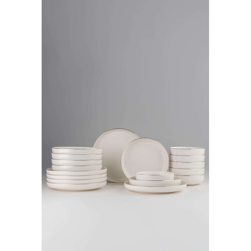 Service de table 18 pièces blanc/doré/porcelaine