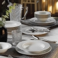 Service de table 18 pièces, blanc en porcelaine