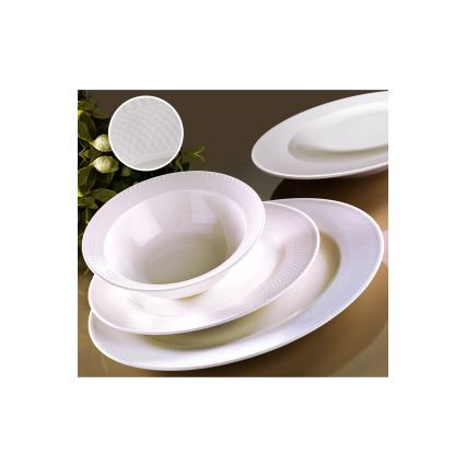 Service de table 18 pièces, blanc en porcelaine