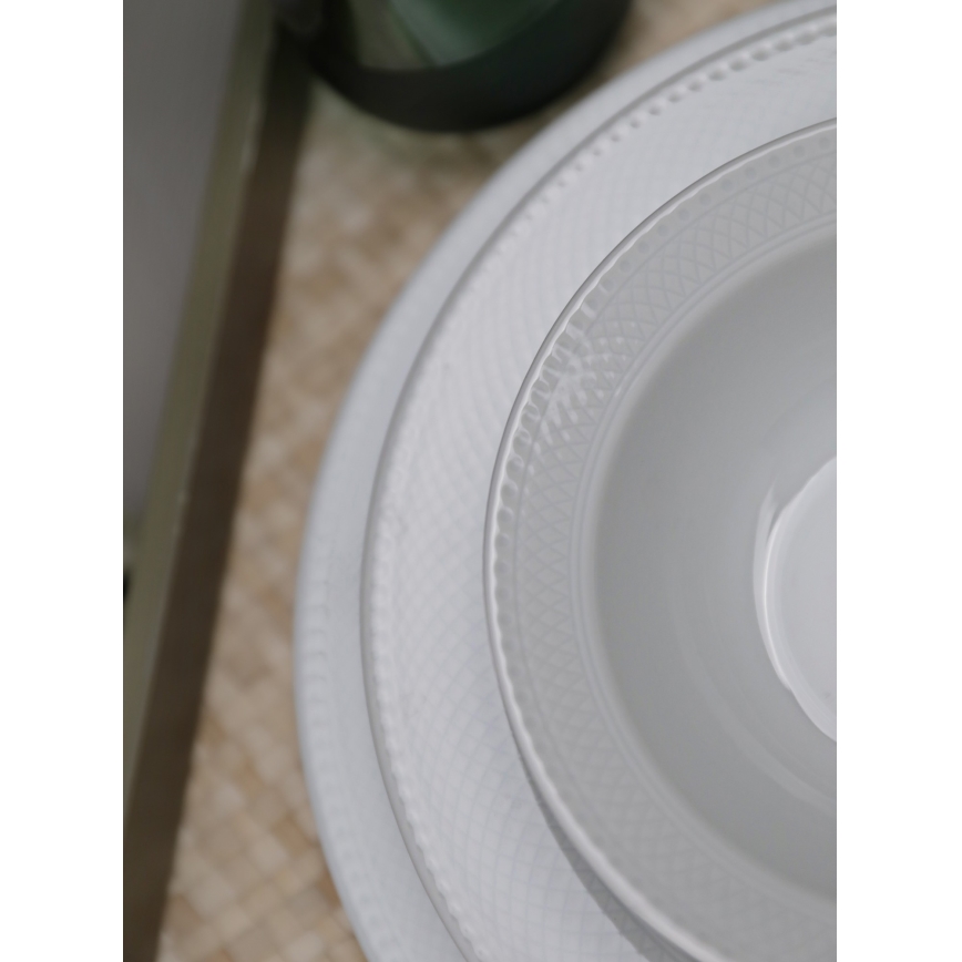 Service de table 18 pièces, blanc en porcelaine