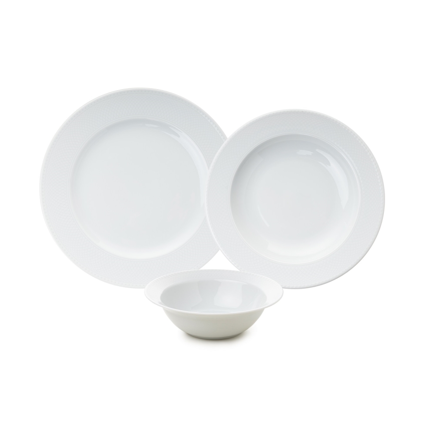 Service de table 18 pièces, blanc en porcelaine