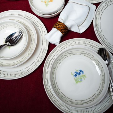 Service de table 18 pièces blanc/multicolore/porcelaine