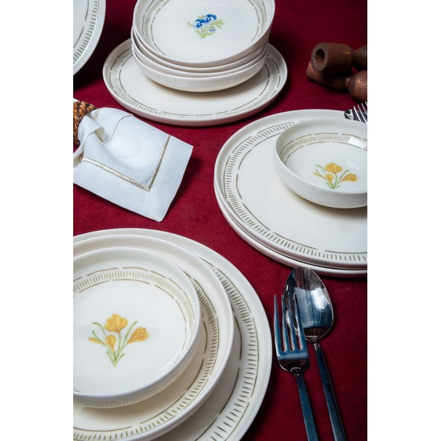 Service de table 18 pièces blanc/multicolore/porcelaine