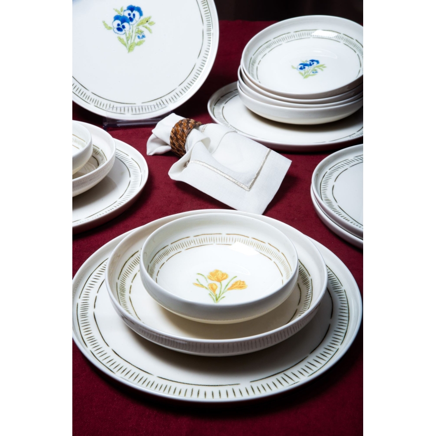 Service de table 18 pièces blanc/multicolore/porcelaine
