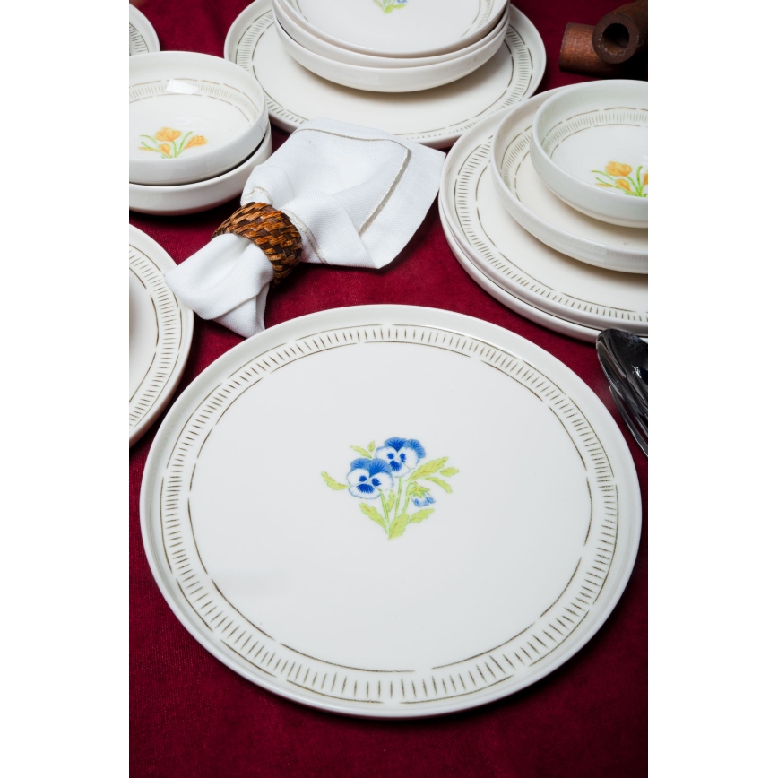 Service de table 18 pièces blanc/multicolore/porcelaine