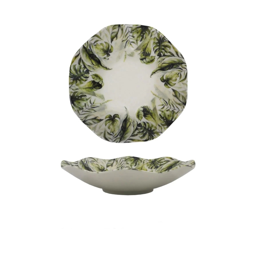 Service de table 18 pièces blanc/vert/porcelaine