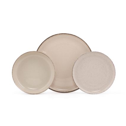 Service de table 18 pièces en porcelaine, beige