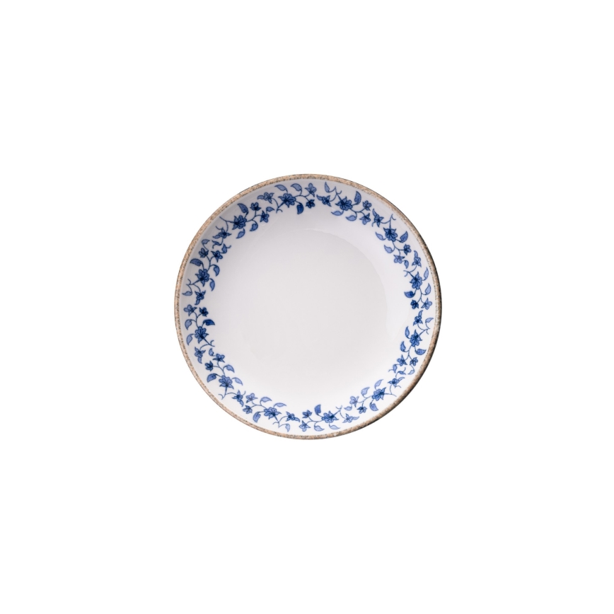 Service de table 18 pièces en porcelaine, blanc et bleu