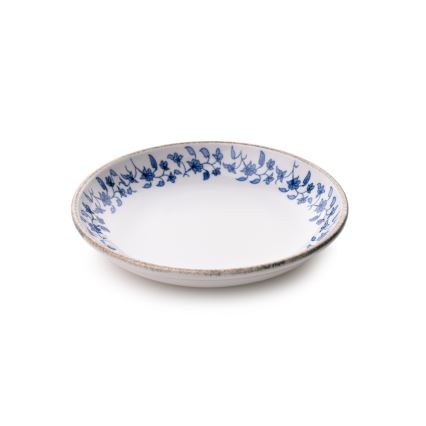 Service de table 18 pièces en porcelaine, blanc et bleu