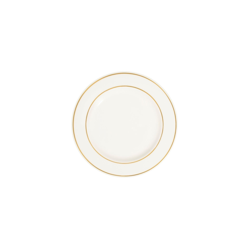 Service de table 18 pièces en porcelaine blanche et dorée